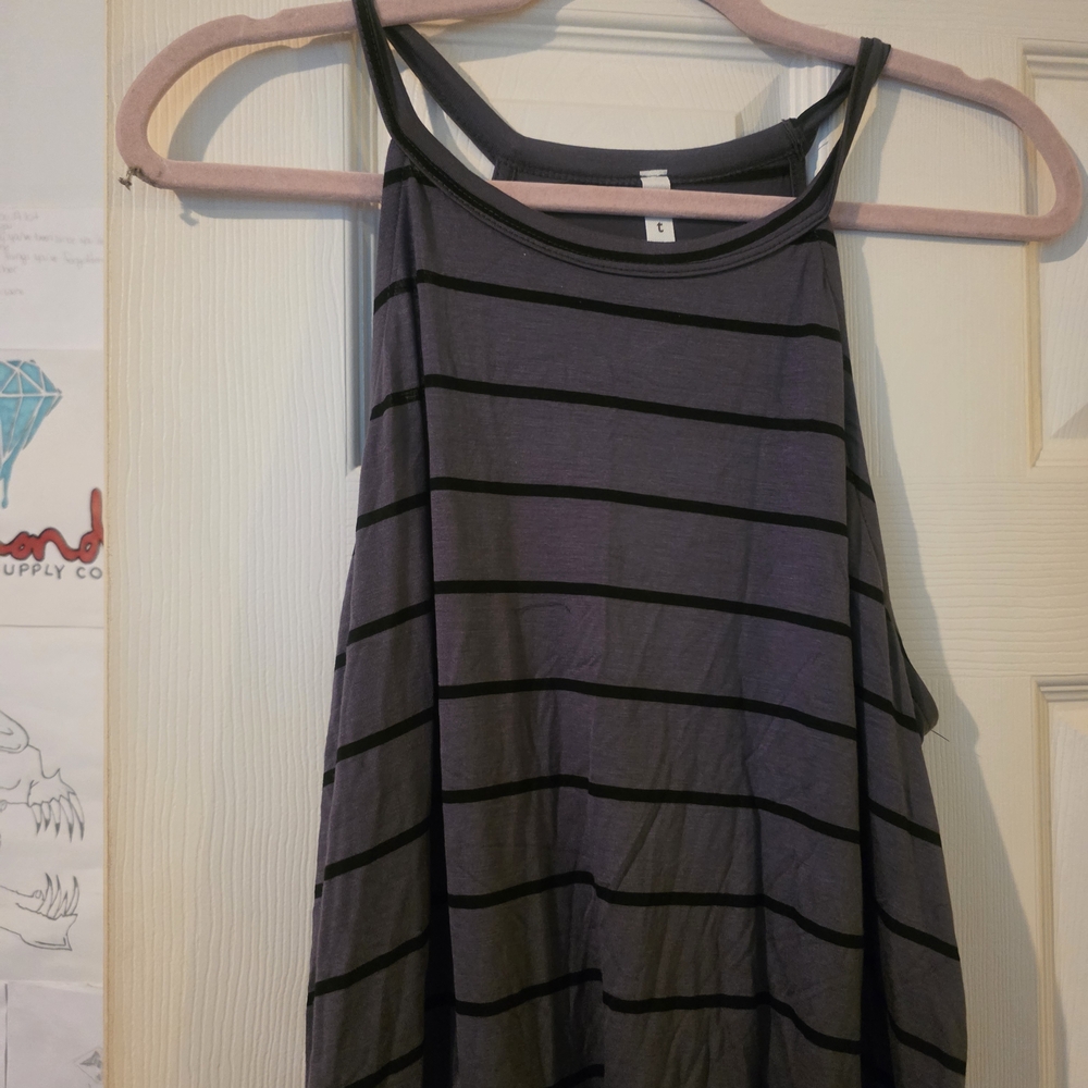 mts Purple Tank Top with Black Stripes